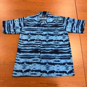 Southpole Vintage Men's Shirt Graphic Print Button Up Hip Hop Y2K Blue Wavy Rare